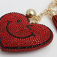 Keychain Red Puffy Smile Heart Sparkle Purse Charm