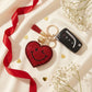 Keychain Red Puffy Smile Heart Sparkle Purse Charm