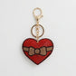 Keychain Red Puffy Bow Heart Sparkle Purse Charm