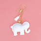 Keychain Glam White Rhinestone Elephant Charm