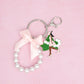 AKA Sorority Pink Lady Green Ivy Pearl Keychain