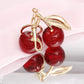 Keychain Red Plump Cherries Gold Handbag Clip