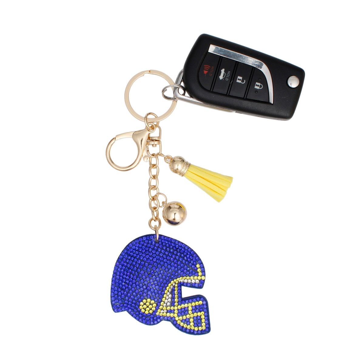 Keychain Blue Yellow Football Helmet Bag Charm