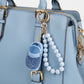 Blue Stone Encrusted Croc Pearl Keychain Clip