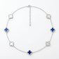 ZPB Royal Blue White Quatrefoil Clover Necklace