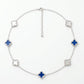 ZPB Royal Blue White Quatrefoil Clover Necklace