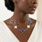 ZPB Royal Blue White Quatrefoil Clover Necklace
