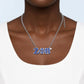 ZPB Silver Blue Rhinestone Greek Letter Necklace