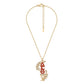 DST Gold Red Rhinestone Laurel Leaf Necklace