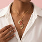 DST Gold Red Rhinestone Laurel Leaf Necklace