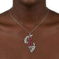 DST Silver Red Rhinestone Laurel Leaf Necklace