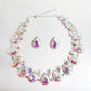Silver Aurbo Glass Teardrop Crystal Collar Necklace