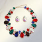 Dark Multi Glass Teardrop Crystal Collar Necklace