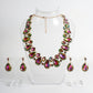 Pink Green Glass Teardrop Crystal Collar Necklace