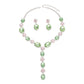 AKA Sorority Formal Pink Green Crystal Y Necklace