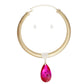 Omega Chain Pave Heart Fuchsia Teardrop Pendant