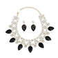 Formal Brilliant Black Teardrop Crystal Necklace