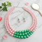 AKA Pearls Pink with Green Center 3 Strand Set
