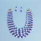 ZPB Alternating Blue White Pearl 5 Strand Necklace