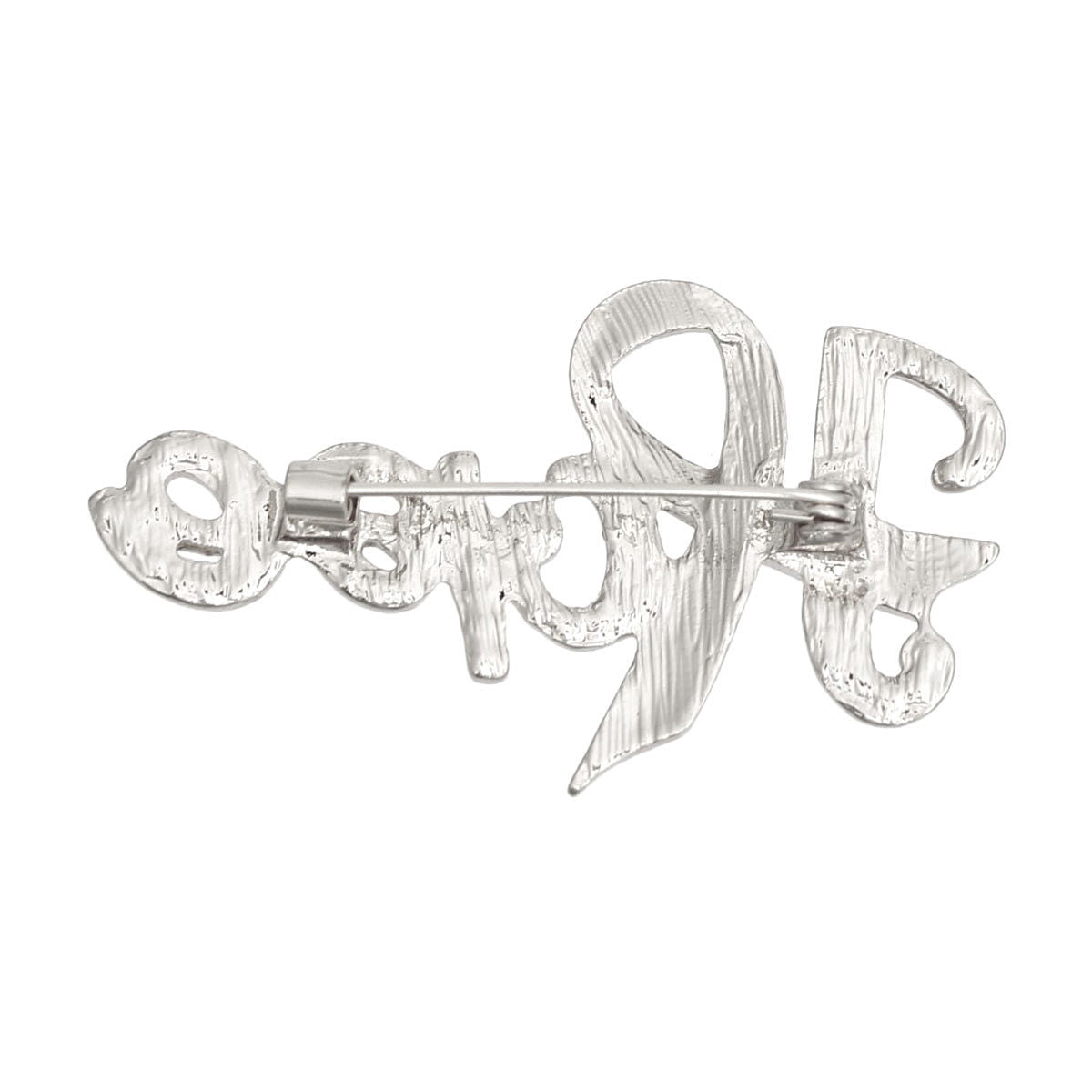 Breast Cancer Brooch Silver Light Pink Ribbon Hope Pin