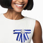 ZPB Sorority Blue White Bow Tie Style Brooch
