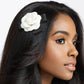Brooch Clip White Faux Leather Camellia Ribbon Pin