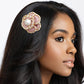 Brooch Clip Pink Pearl Chain Edge Camellia Flower