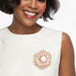 Brooch Clip Pink Pearl Chain Edge Camellia Flower