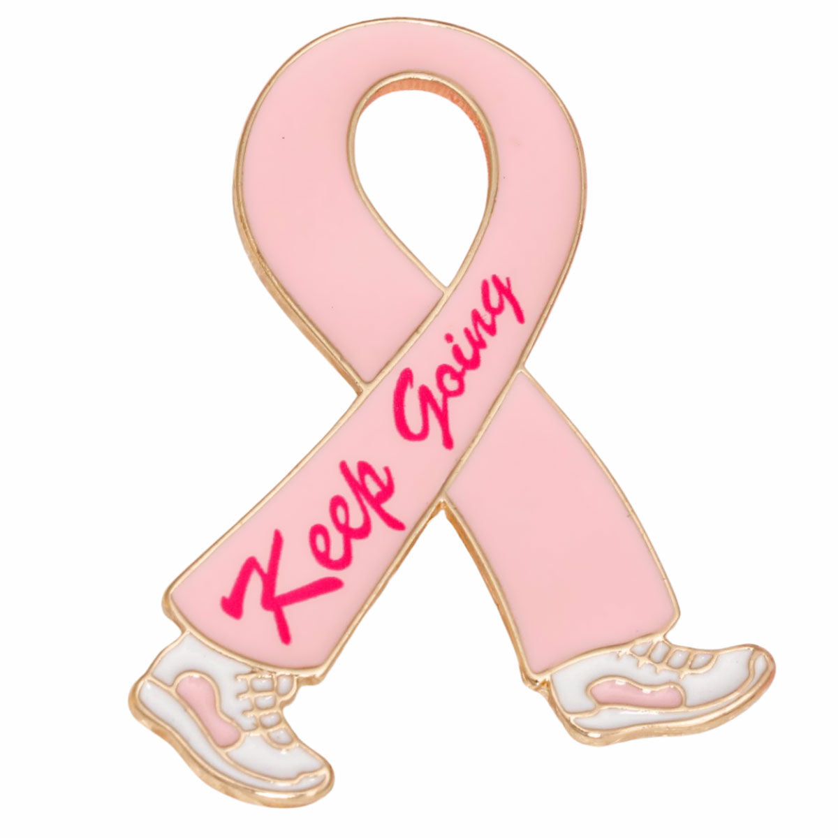 Breast Cancer Gold Keep Going Ribbon Brooch