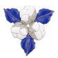 ZPB White 3 Blossom Royal Blue Leaf Brooch Pin