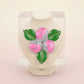 AKA Pink 3 Blossom Green Leaf Brooch Pin