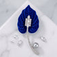 ZPB Royal Blue Lily Pearl & Rhinestone Brooch Pin