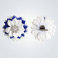 ZPB Blue White Floral Bling Brooch and Hair Clip