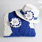 ZPB Blue White Floral Bling Brooch and Hair Clip