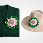 AKA Pink Green Floral Bling Brooch and Hair Clip