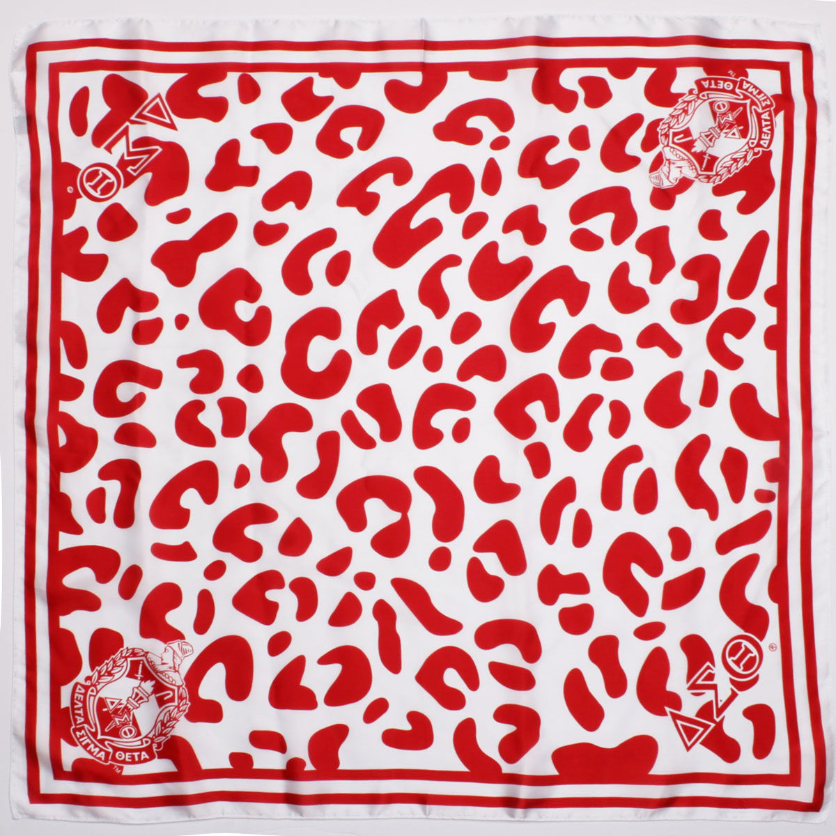 DST Red and White Leopard Square Sorority Scarf