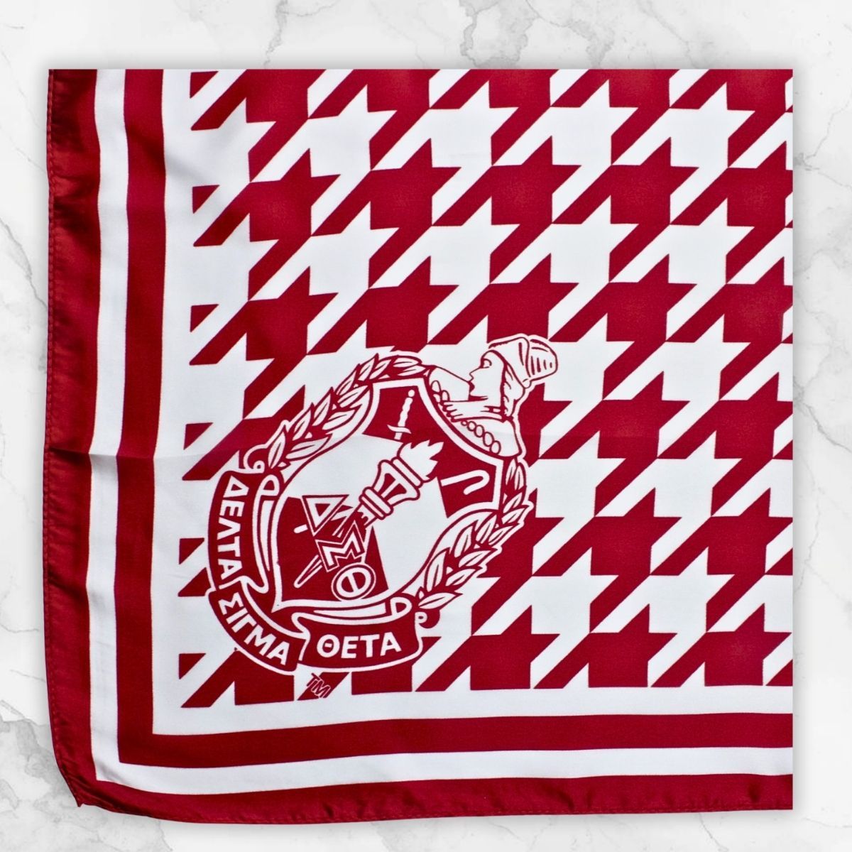 DST Red White Houndstooth Square Sorority Scarf