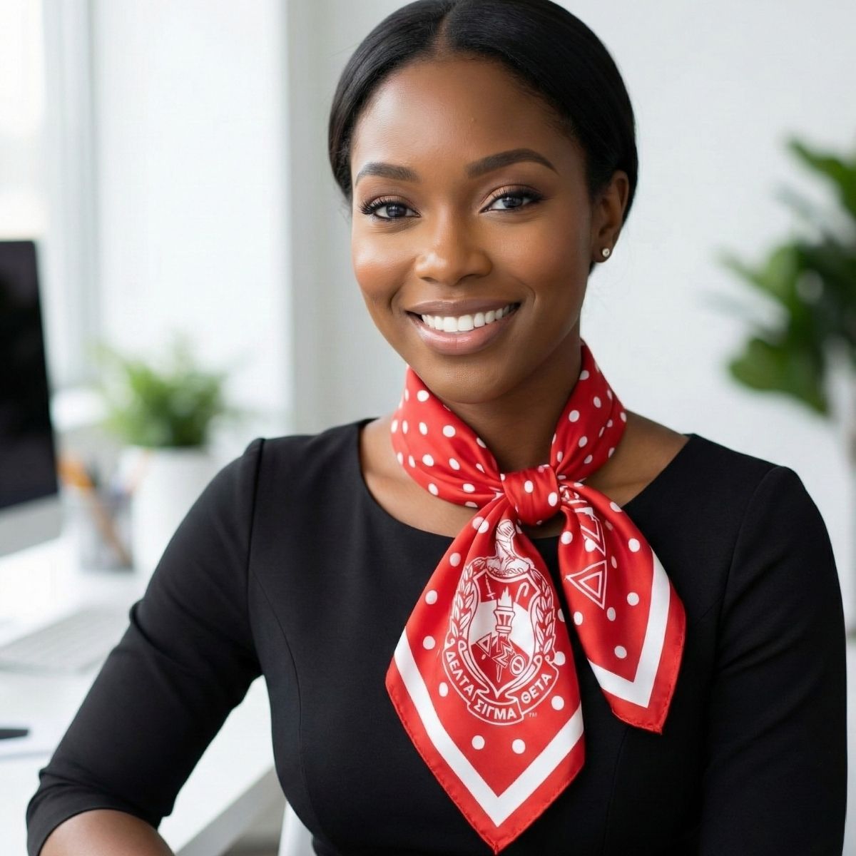 DST Red and White Polka Dot Square Sorority Scarf