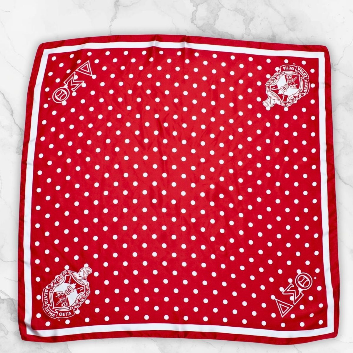 DST Red and White Polka Dot Square Sorority Scarf