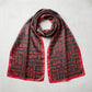 DST Long Black and Red Graphic Rectangle Scarf
