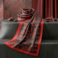 DST Long Black and Red Graphic Rectangle Scarf