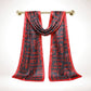 DST Long Black and Red Graphic Rectangle Scarf