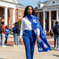 ZPB Long Blue and White Shield Rectangle Scarf