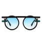 Sunglasses Black Round Futuristic Double Frame