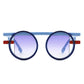 Sunglasses Blue Round Futuristic Double Frame