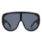 Sunglasses Black Retro Rounded Visor for Women