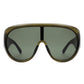 Sunglasses Green Retro Rounded Visor for Women