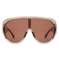 Sunglasses Gray Retro Rounded Visor Women