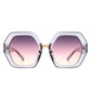 Sunglasses Clear Blue Geometric Hexagon Oversized