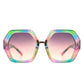 Sunglasses Rainbow Geometric Hexagon Oversized